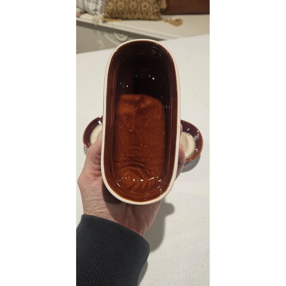 Vintage Sango Nova Brown 4933‎ Stoneware Butter Dish Mid Century MCM